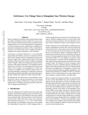 PDF Document Cover - VoltSchemer: Voltage Noise Attacks on Wireless Chargers - Analysis & Implications